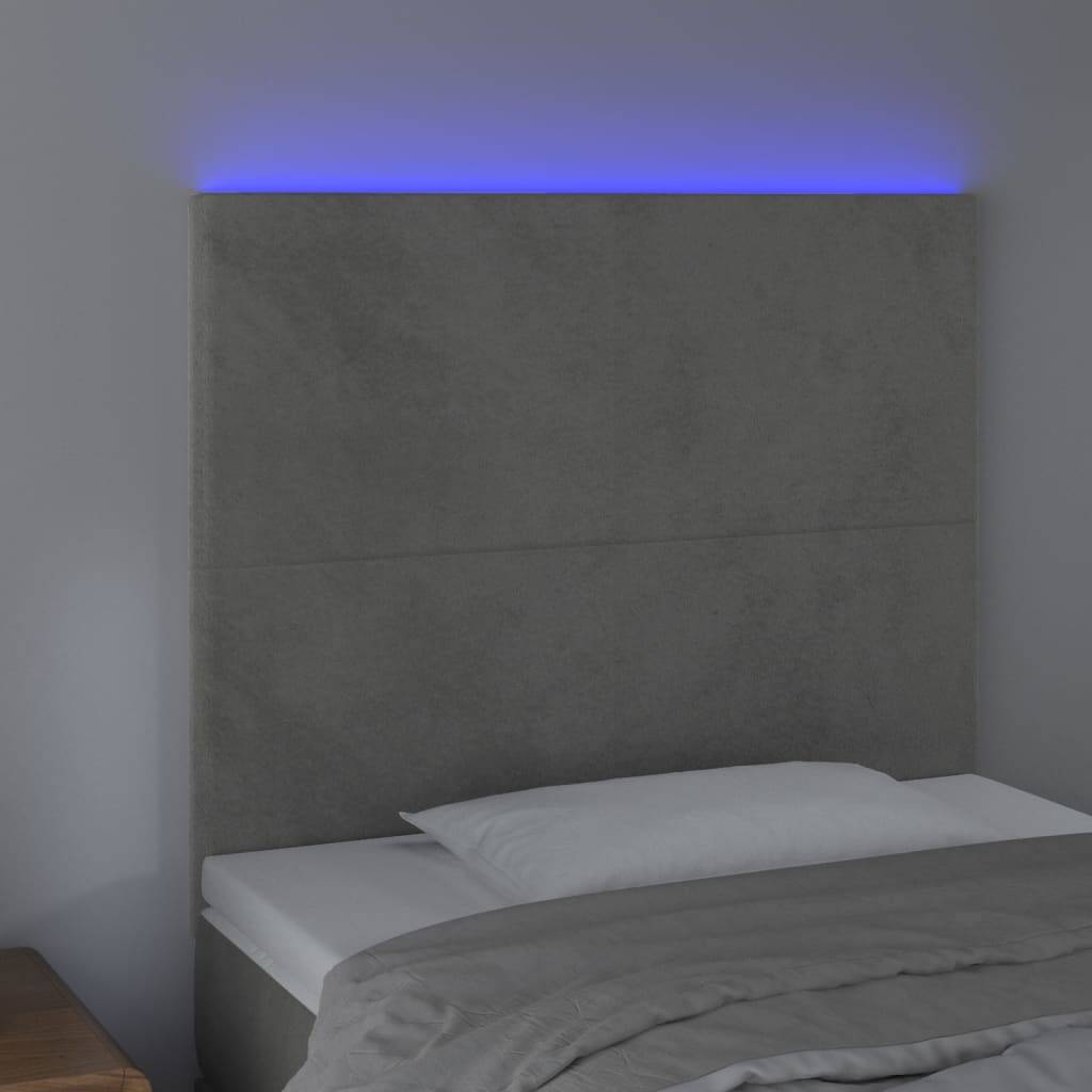 vidaXL LED Kopfteil Hellgrau 100x5x118/128 cm Samt
