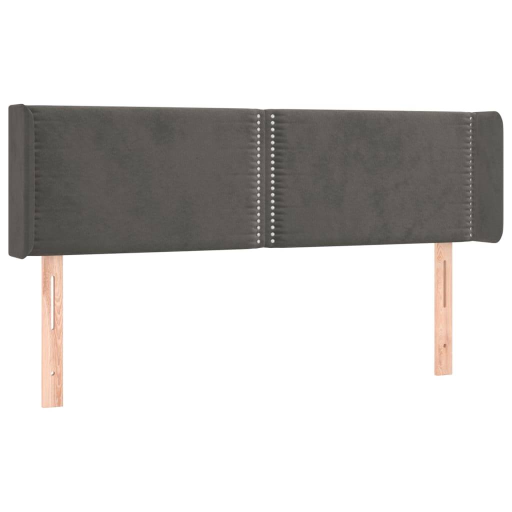 vidaXL Kopfteil mit Ohren Dunkelgrau 147x16x78/88 cm Samt