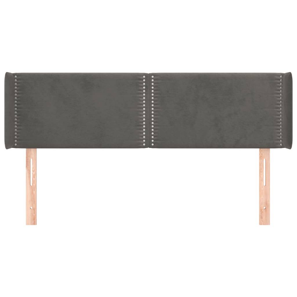 vidaXL Kopfteil mit Ohren Dunkelgrau 147x16x78/88 cm Samt