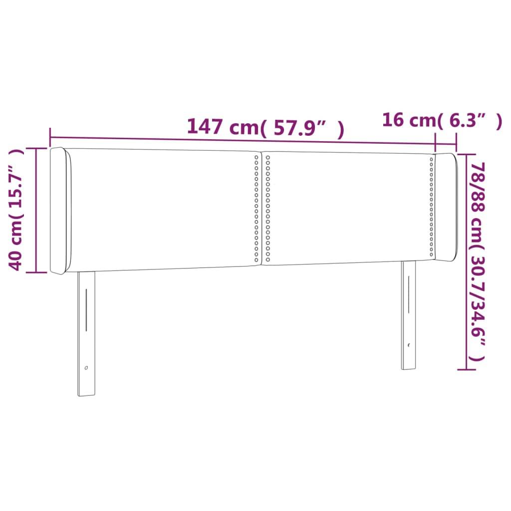 vidaXL Kopfteil mit Ohren Dunkelgrau 147x16x78/88 cm Samt