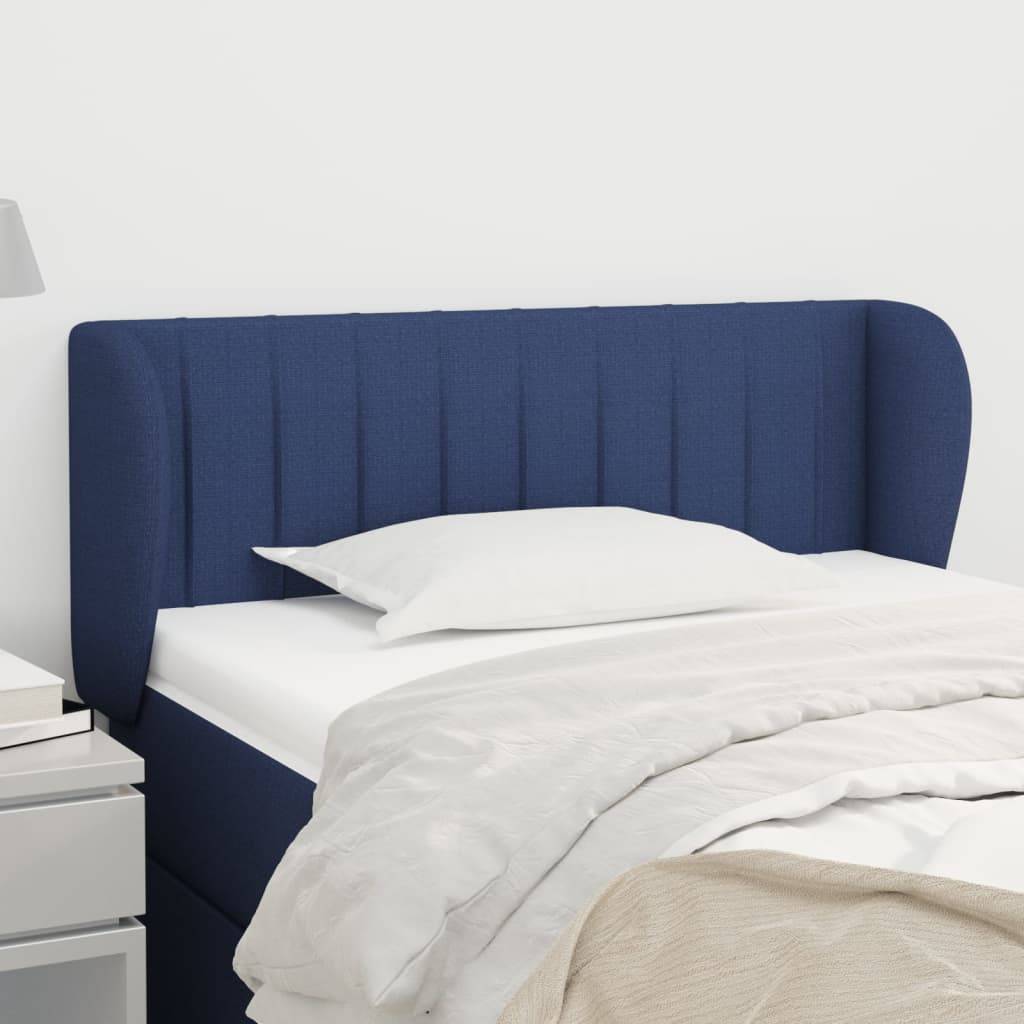vidaXL Kopfteil mit Ohren Blau 93x23x78/88 cm Stoff