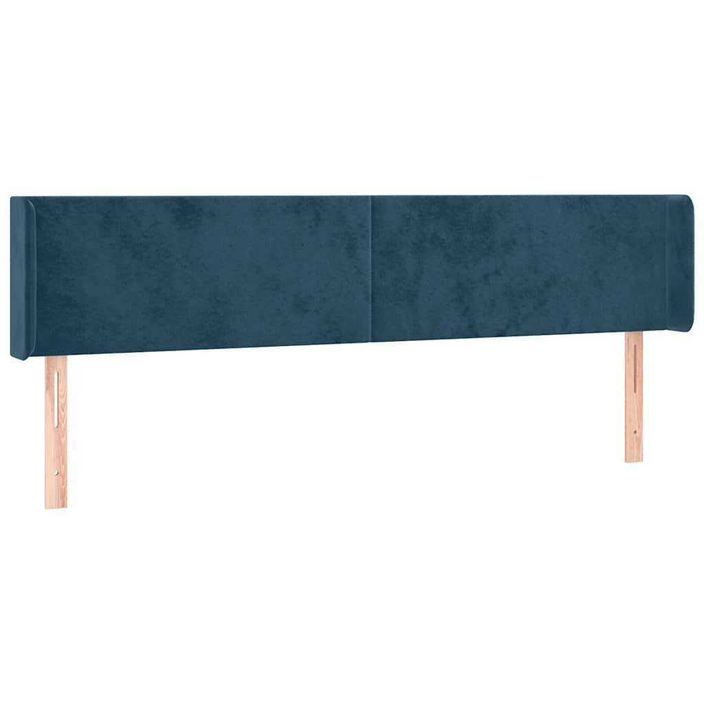 vidaXL Kopfteil mit Ohren Dunkelblau 203x16x78/88 cm Samt