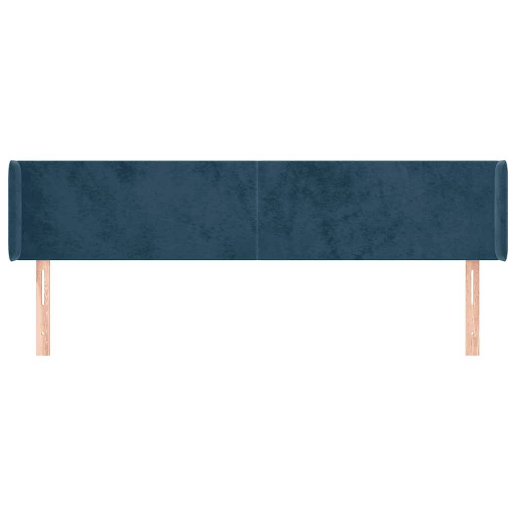 vidaXL Kopfteil mit Ohren Dunkelblau 203x16x78/88 cm Samt