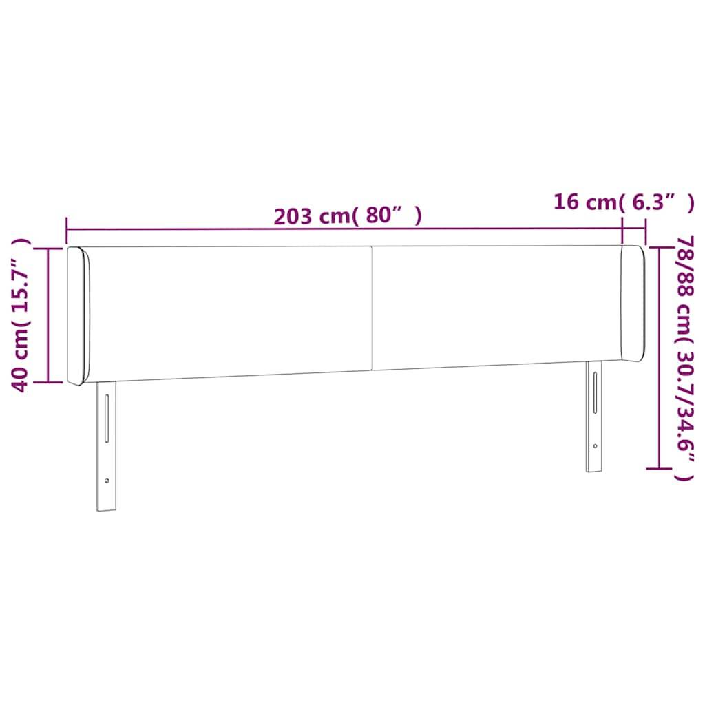 vidaXL Kopfteil mit Ohren Dunkelblau 203x16x78/88 cm Samt