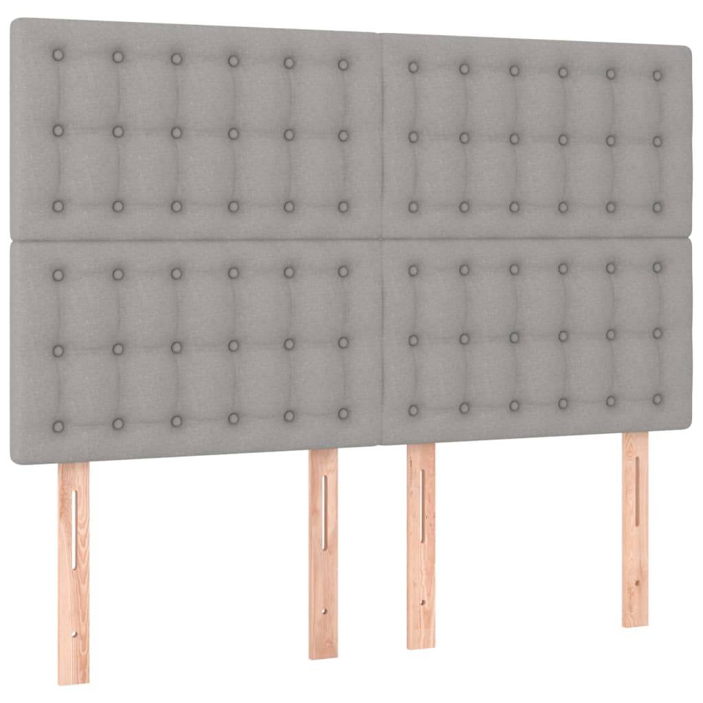 vidaXL LED Kopfteil Hellgrau 144x5x118/128 cm Stoff