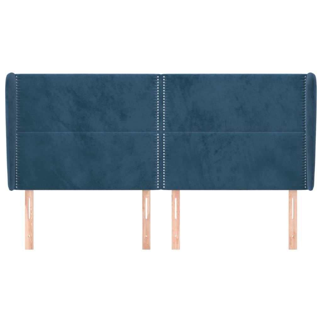 vidaXL Kopfteil mit Ohren Dunkelblau 203x23x118/128 cm Samt