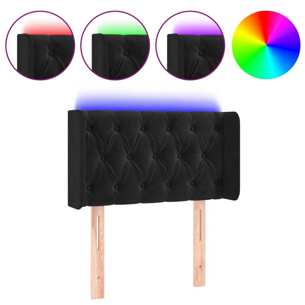 vidaXL LED Kopfteil Schwarz 83x16x78/88 cm Samt