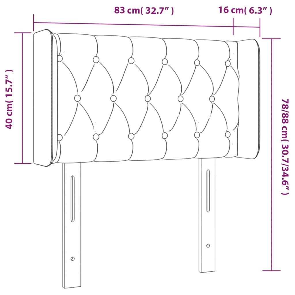 vidaXL LED Kopfteil Schwarz 83x16x78/88 cm Samt