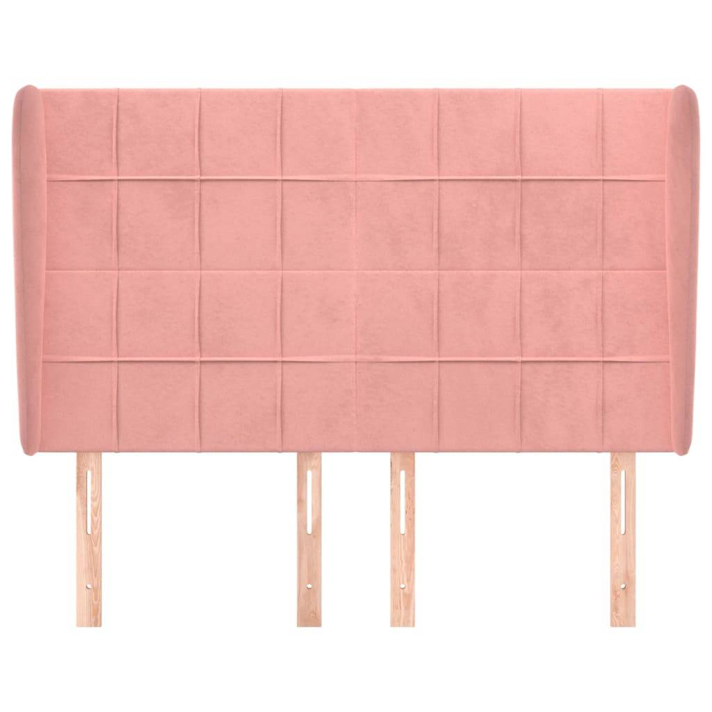 vidaXL Kopfteil mit Ohren Rosa 147x23x118/128 cm Samt