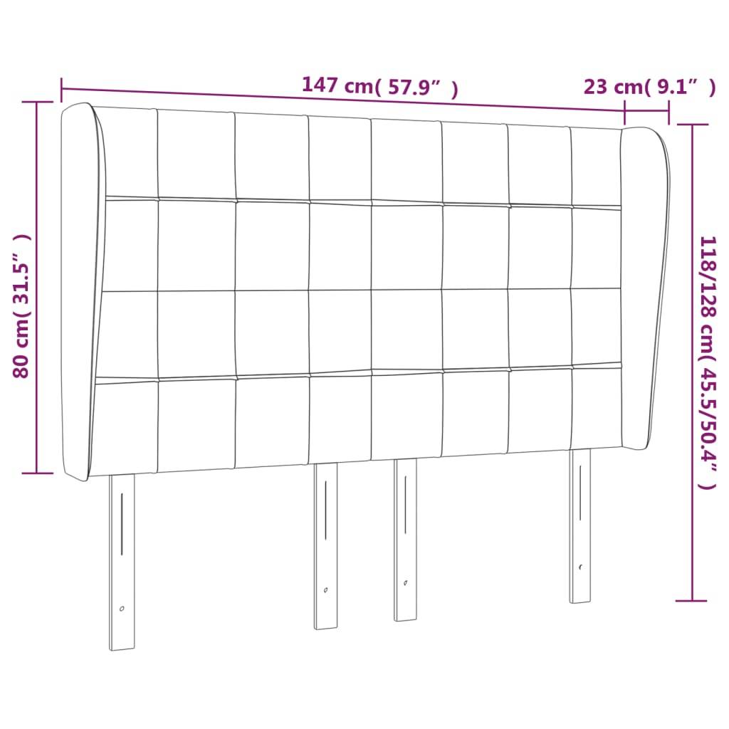 vidaXL Kopfteil mit Ohren Rosa 147x23x118/128 cm Samt