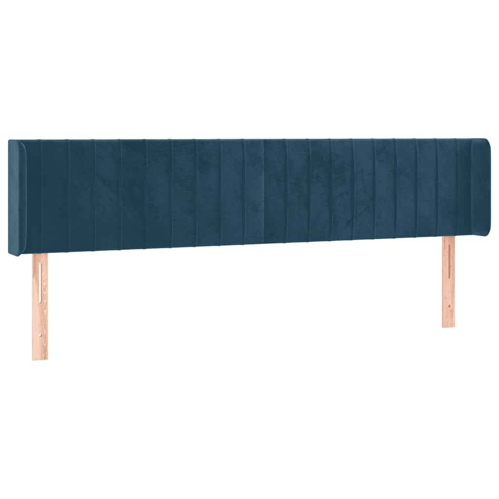 vidaXL Kopfteil mit Ohren Dunkelblau 183x16x78/88 cm Samt