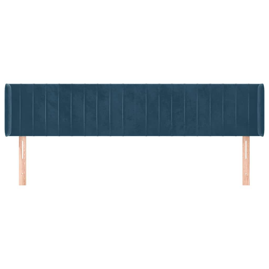 vidaXL Kopfteil mit Ohren Dunkelblau 183x16x78/88 cm Samt