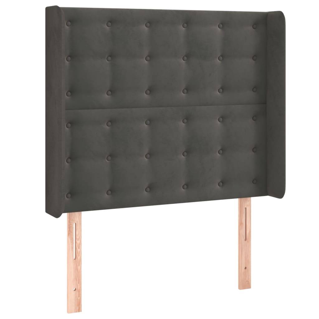 vidaXL Kopfteil mit Ohren Dunkelgrau 93x16x118/128 cm Samt