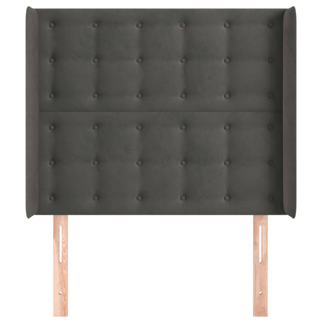 vidaXL Kopfteil mit Ohren Dunkelgrau 93x16x118/128 cm Samt