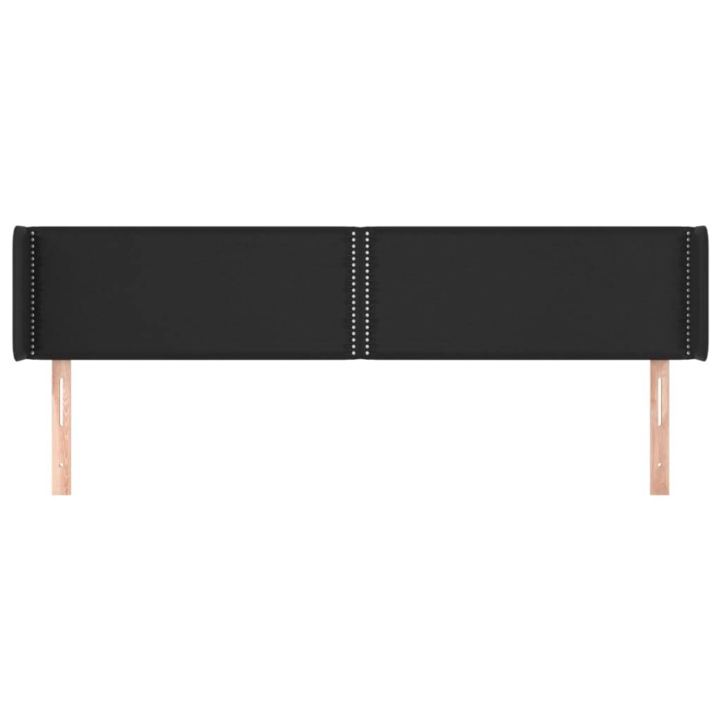 vidaXL Kopfteil mit Ohren Schwarz 183x16x78/88 cm Kunstleder