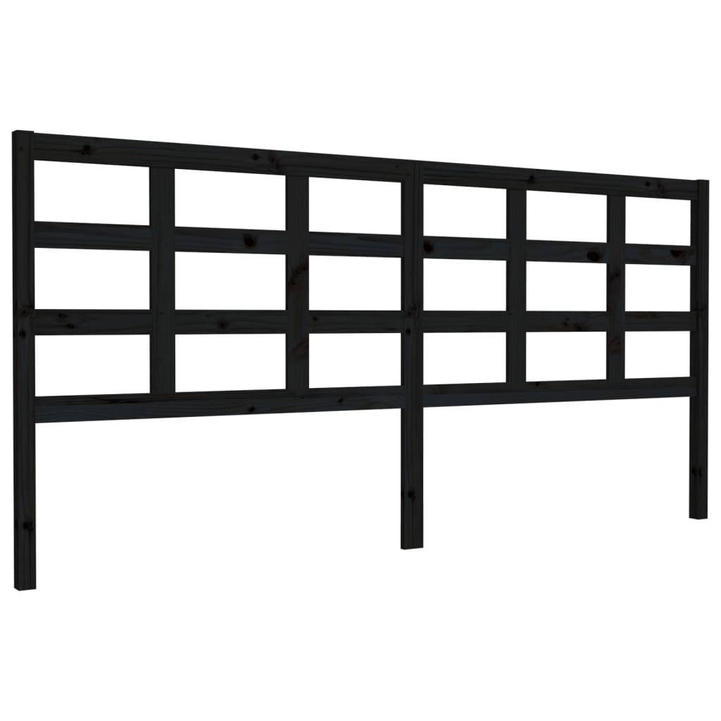 vidaXL Bett-Kopfteil Schwarz 205,5x4x100 cm Massivholz Kiefer