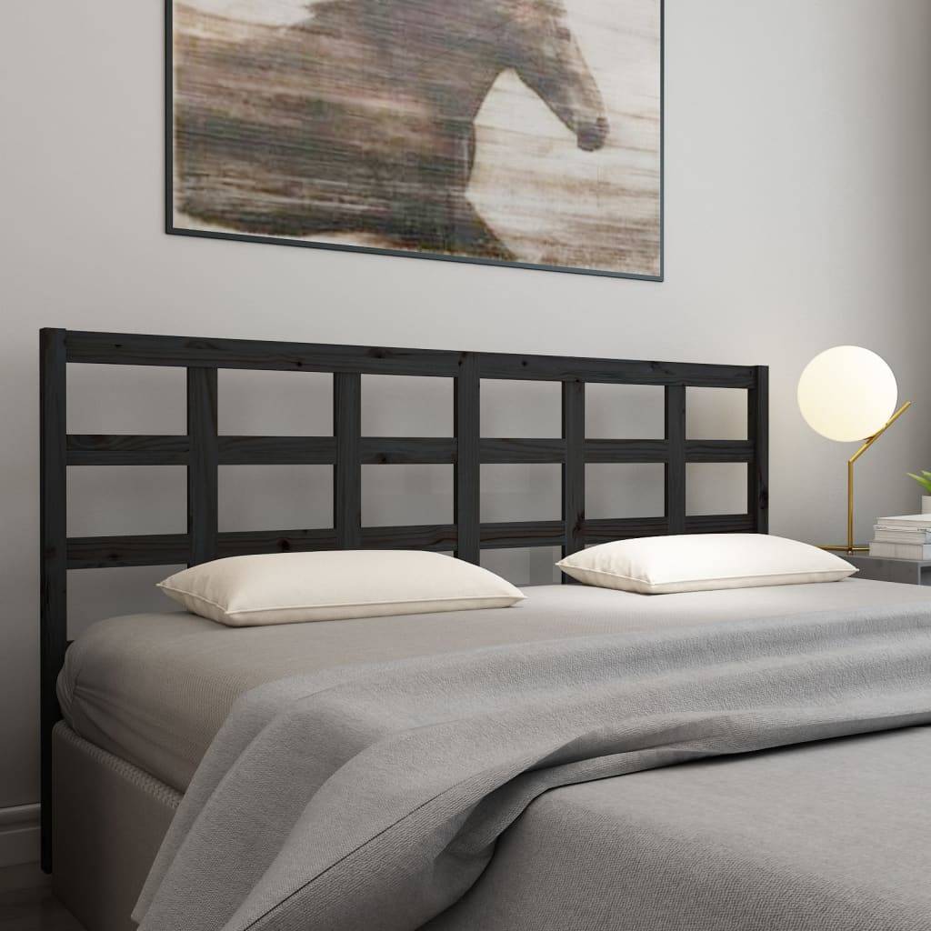 vidaXL Bett-Kopfteil Schwarz 205,5x4x100 cm Massivholz Kiefer