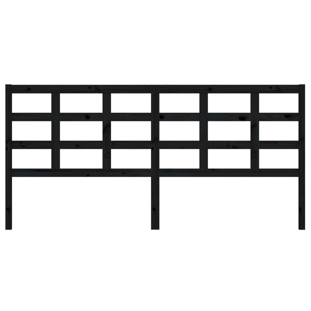 vidaXL Bett-Kopfteil Schwarz 205,5x4x100 cm Massivholz Kiefer