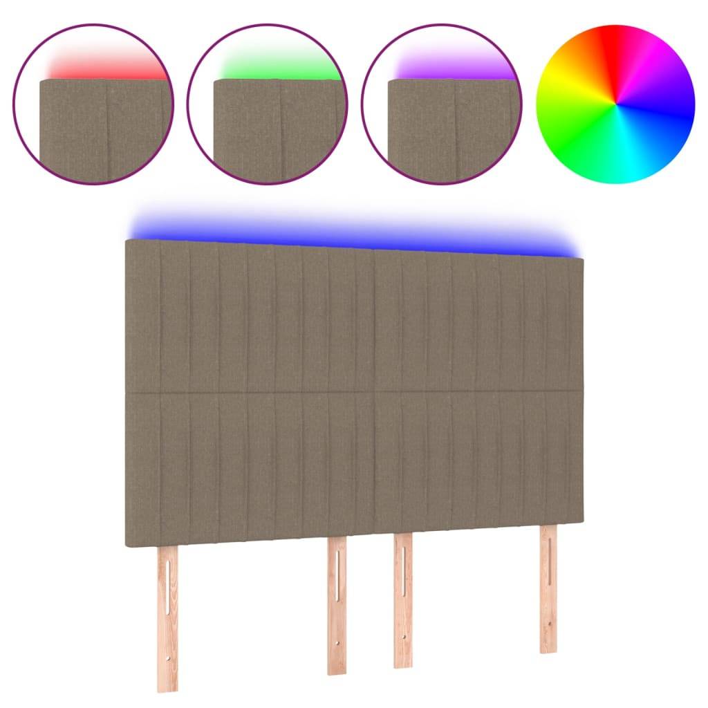 vidaXL LED Kopfteil Taupe 144x5x118/128 cm Stoff