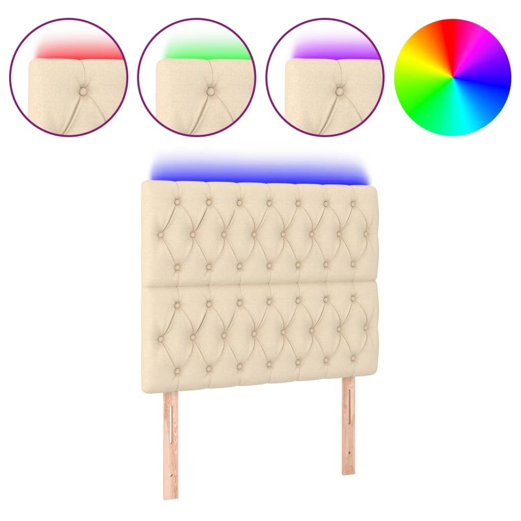 vidaXL LED Kopfteil Creme 90x7x118/128 cm Stoff