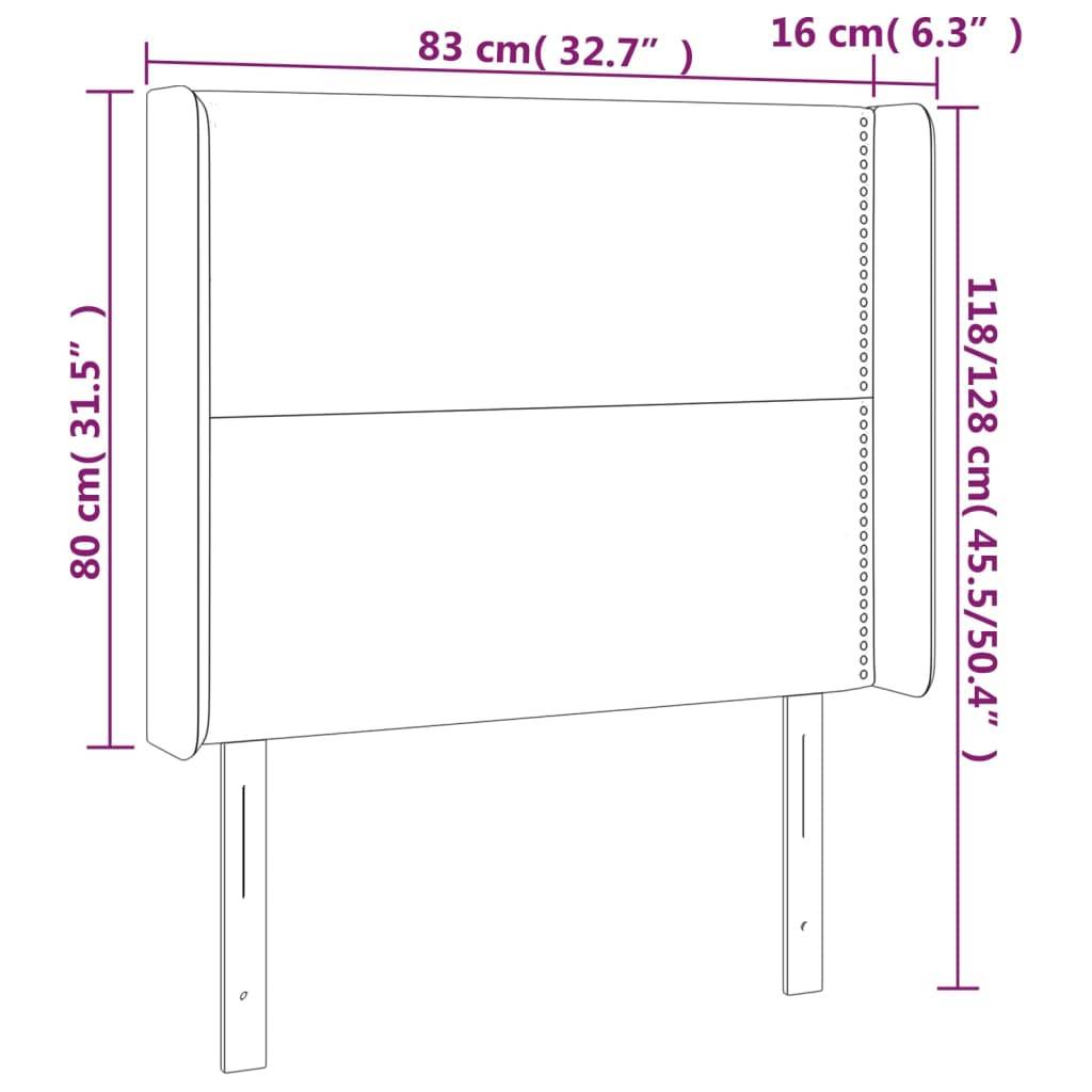 vidaXL LED Kopfteil Dunkelgrau 83x16x118/128 cm Samt