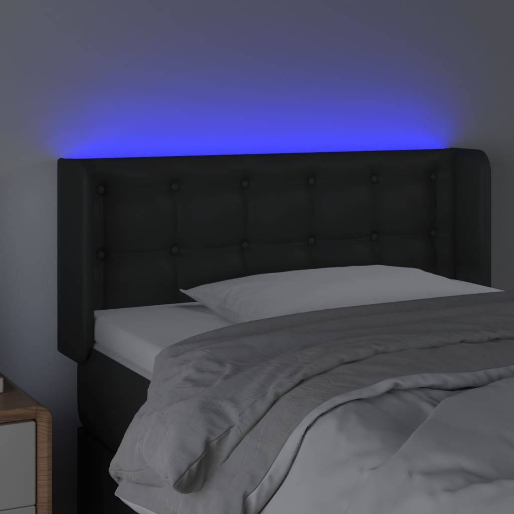 vidaXL LED Kopfteil Schwarz 93x16x78/88 cm Kunstleder