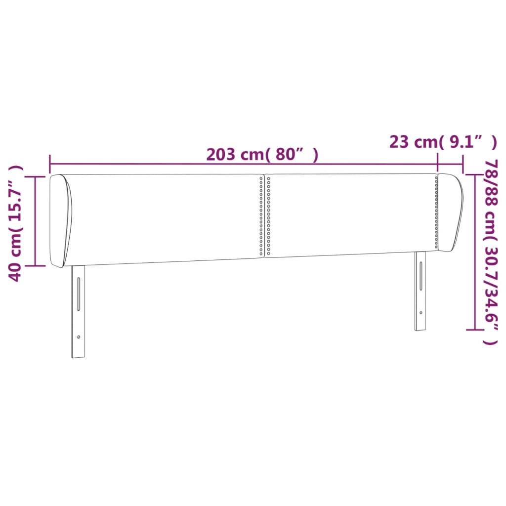 vidaXL Kopfteil mit Ohren Dunkelbraun 203x23x78/88 cm Stoff