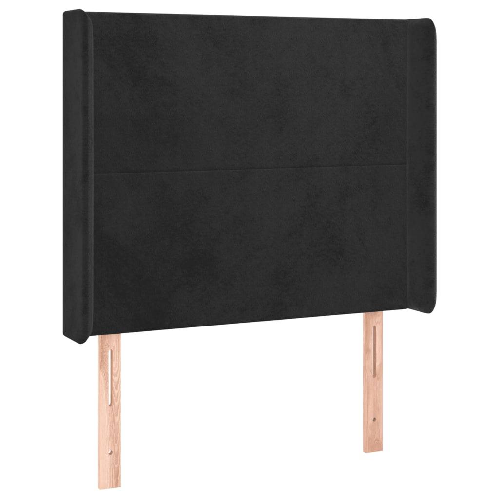 vidaXL Kopfteil mit Ohren Schwarz 83x16x118/128 cm Samt