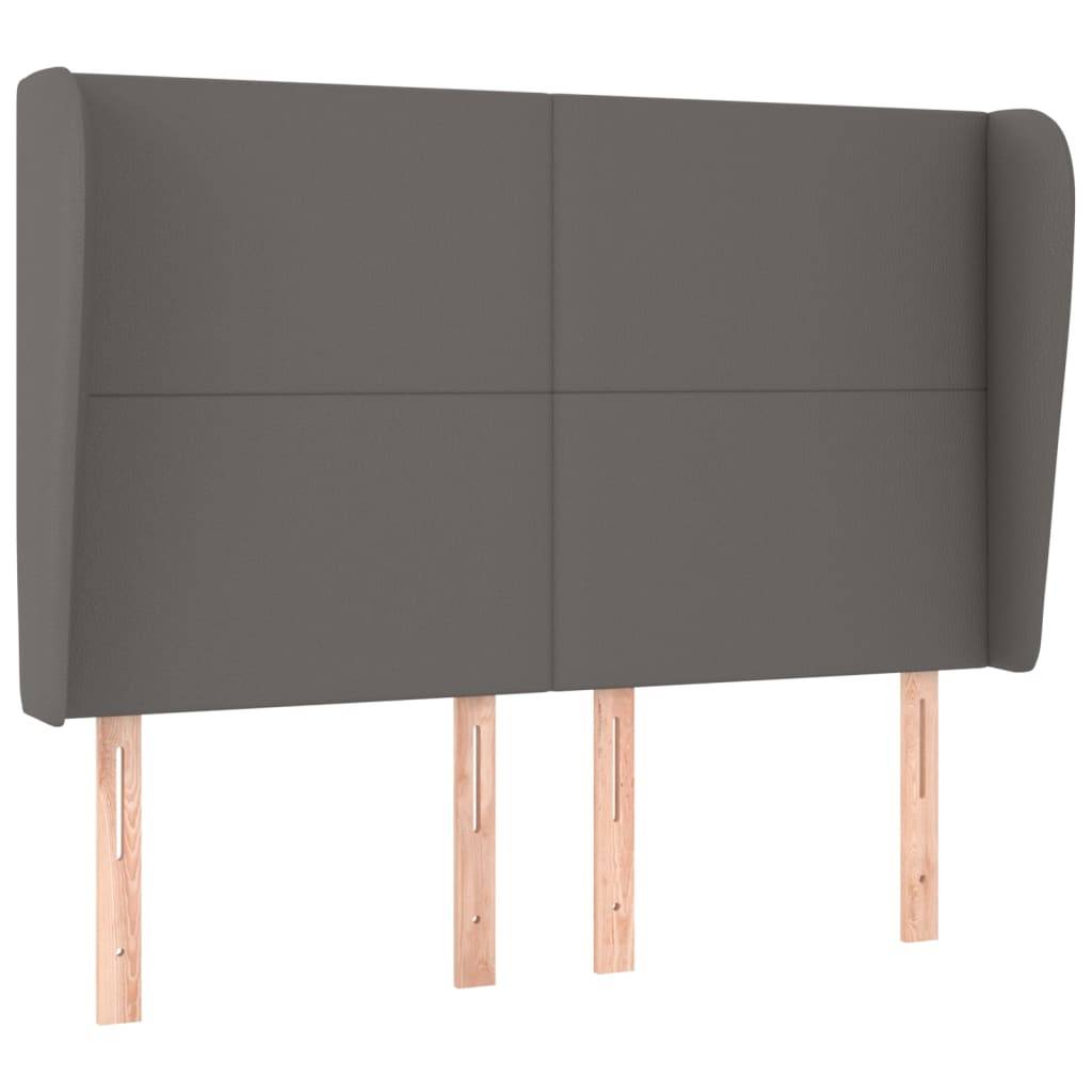 vidaXL Kopfteil mit Ohren Grau 147x23x118/128 cm Kunstleder