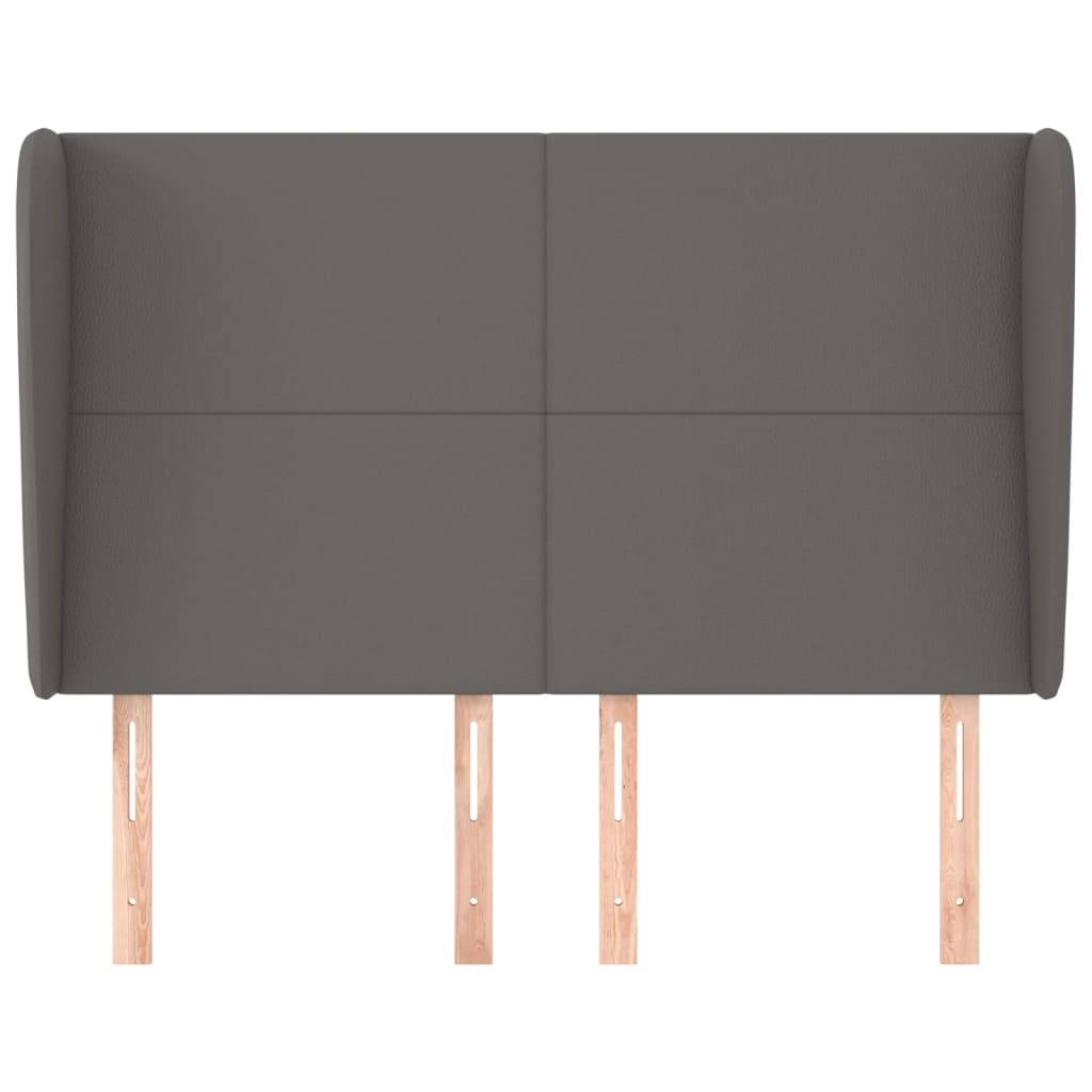 vidaXL Kopfteil mit Ohren Grau 147x23x118/128 cm Kunstleder