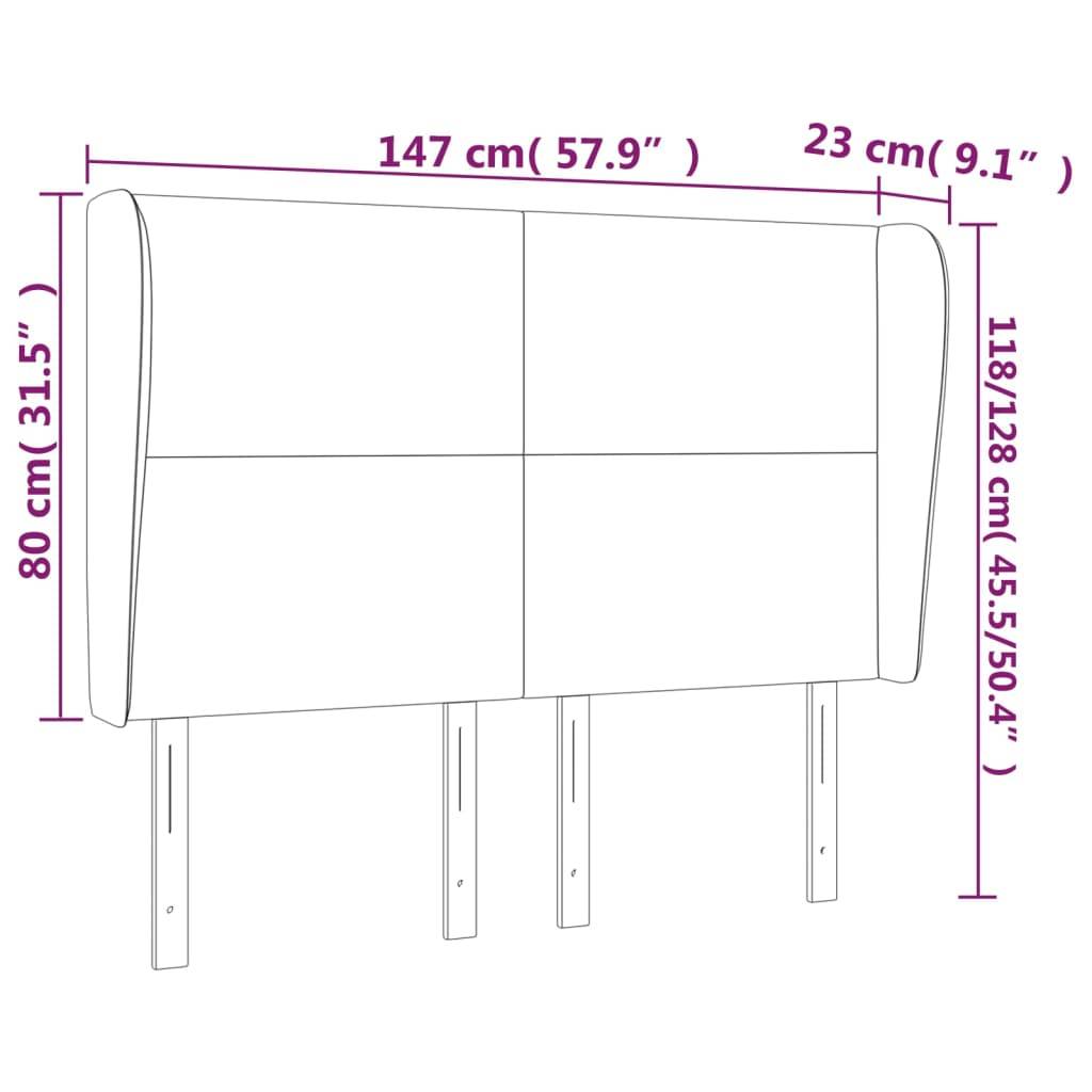 vidaXL Kopfteil mit Ohren Grau 147x23x118/128 cm Kunstleder