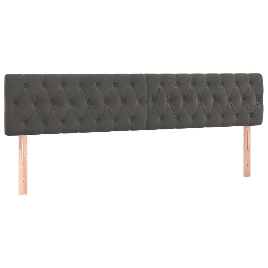 vidaXL Kopfteile 2 Stk. Dunkelgrau 100x7x78/88 cm Samt