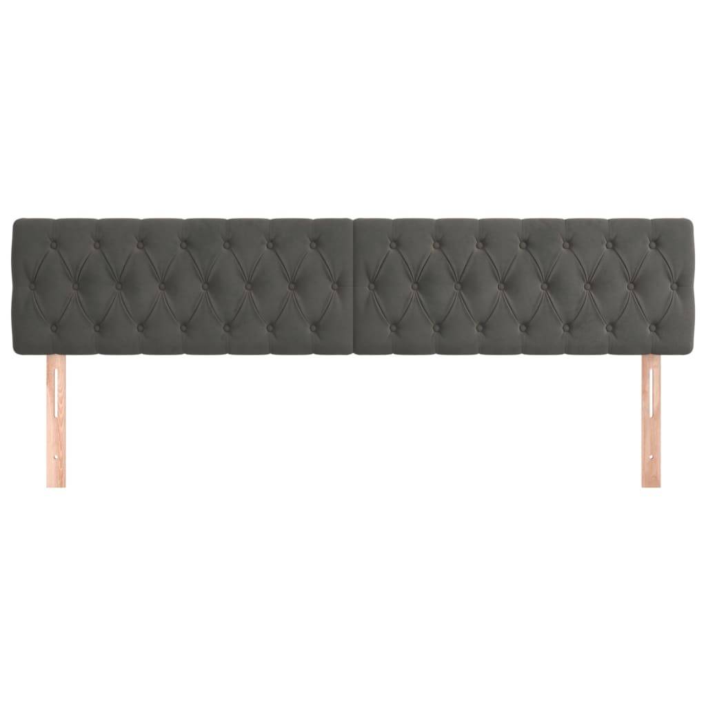 vidaXL Kopfteile 2 Stk. Dunkelgrau 100x7x78/88 cm Samt