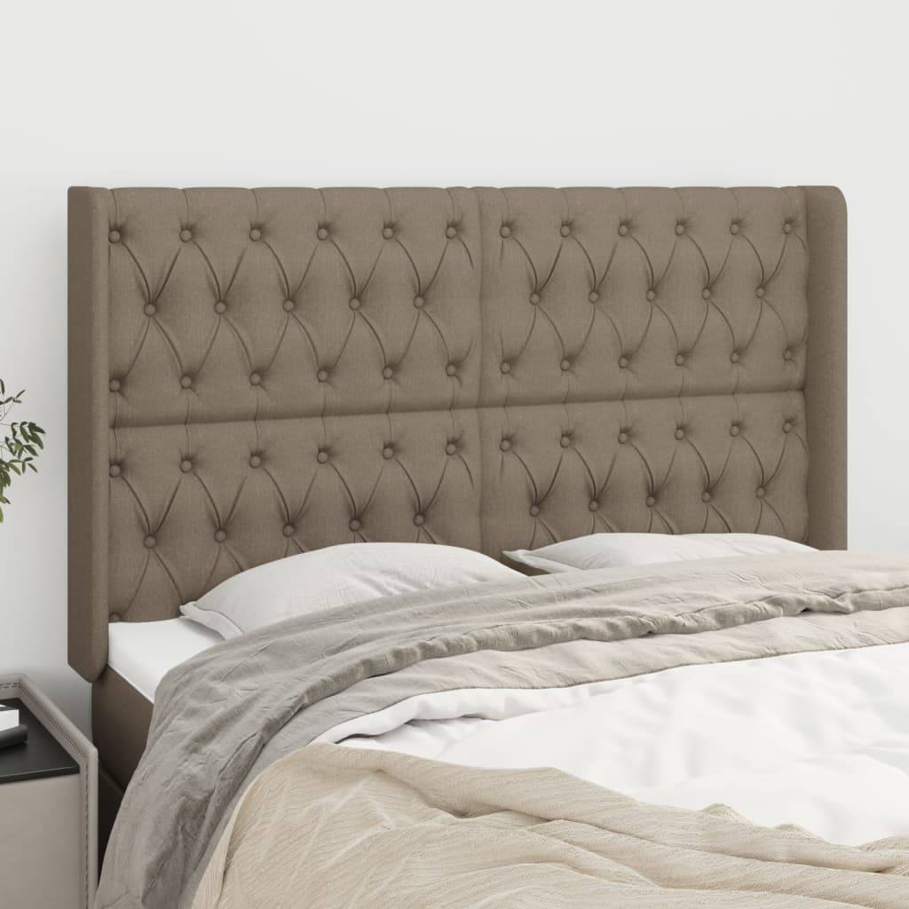 vidaXL Kopfteil mit Ohren Taupe 163x16x118/128 cm Stoff
