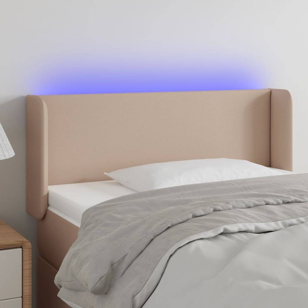 vidaXL LED Kopfteil Cappuccino-Braun 83x16x78/88 cm Kunstleder