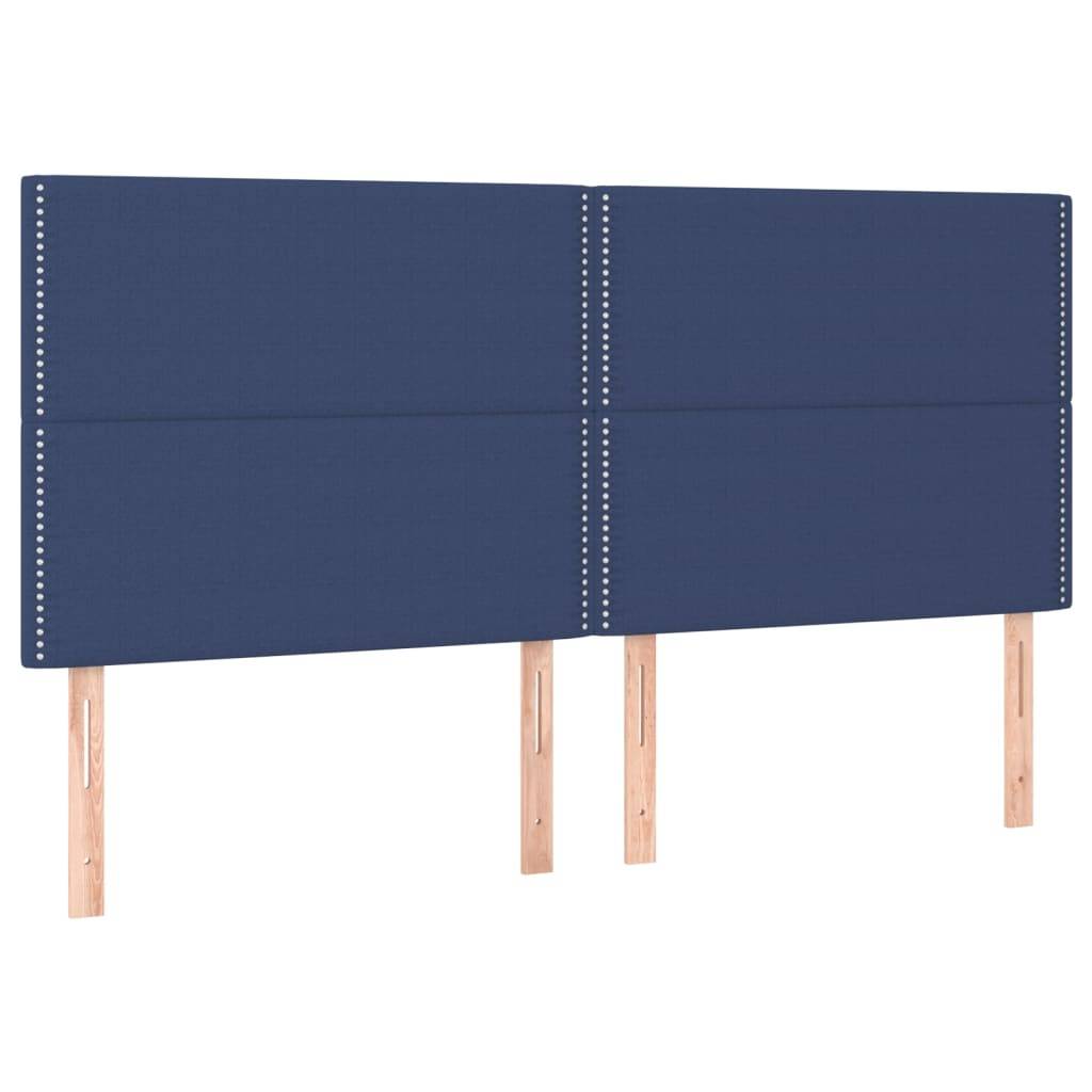 vidaXL LED Kopfteil Blau 200x5x118/128 cm Stoff