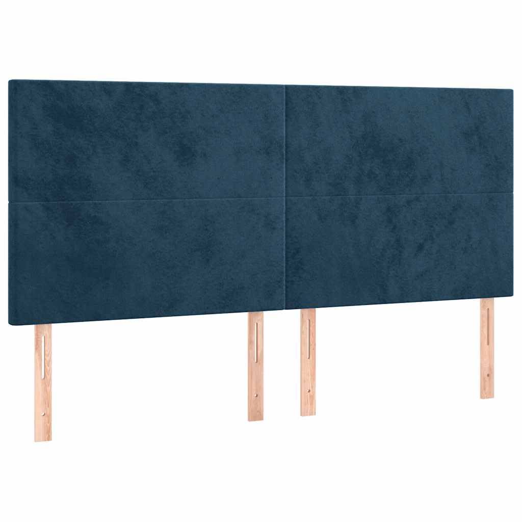 vidaXL LED Kopfteil Dunkelblau 200x5x118/128 cm Samt