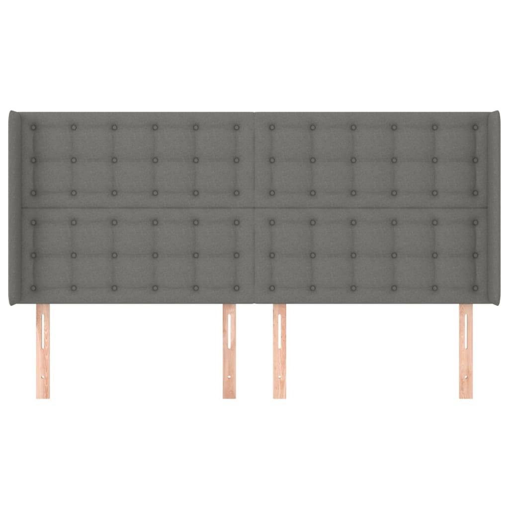 vidaXL Kopfteil mit Ohren Dunkelgrau 183x16x118/128 cm Stoff