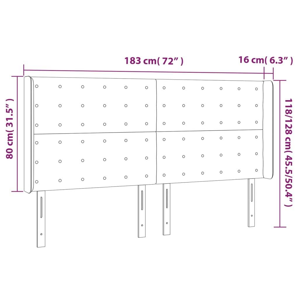 vidaXL Kopfteil mit Ohren Dunkelgrau 183x16x118/128 cm Stoff