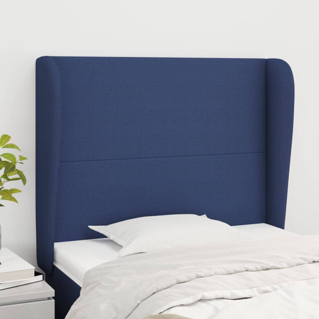 vidaXL Kopfteil mit Ohren Blau 103x23x118/128 cm Stoff