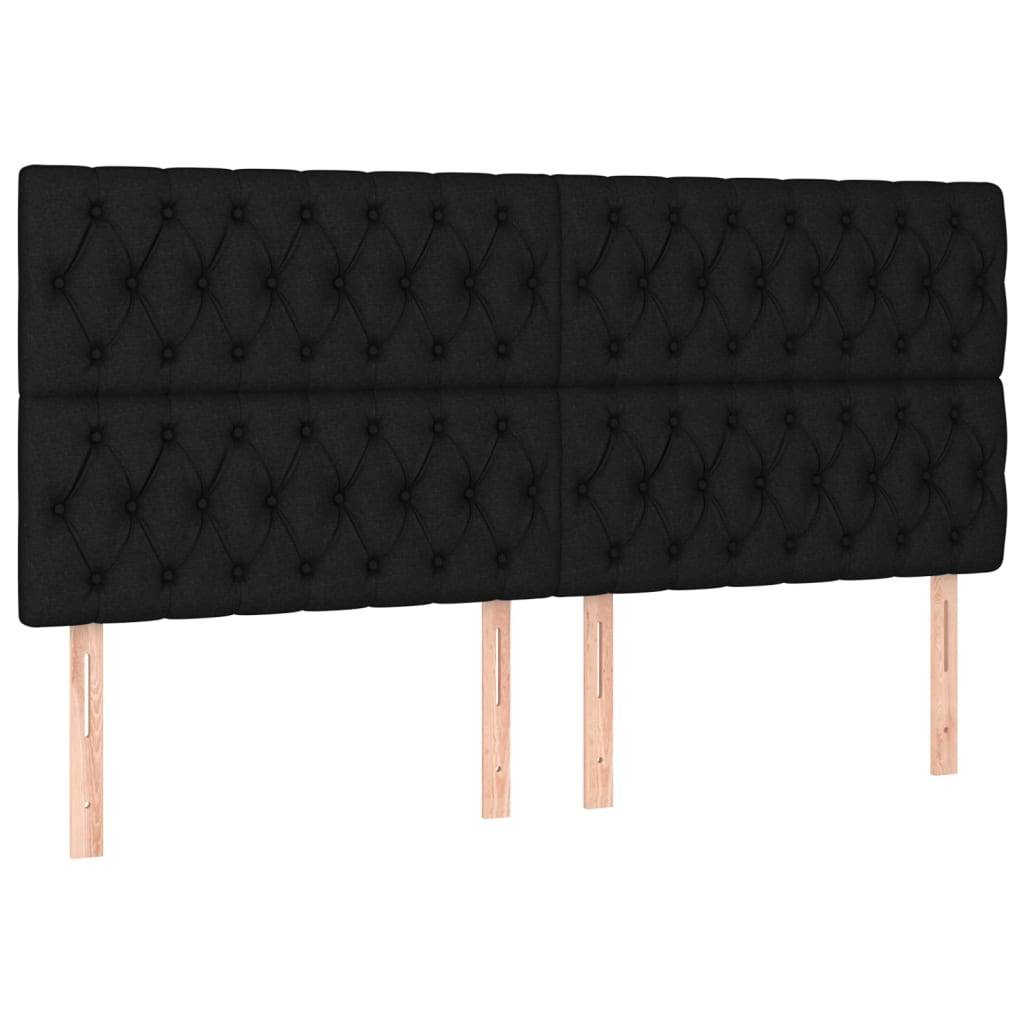 vidaXL LED Kopfteil Schwarz 200x7x118/128 cm Stoff