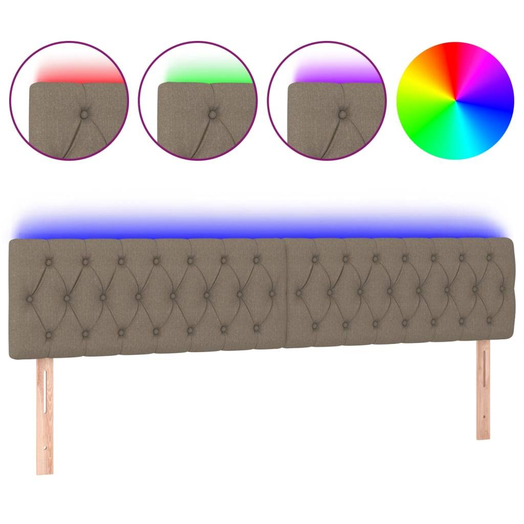 vidaXL LED Kopfteil Taupe 200x7x78/88 cm Stoff