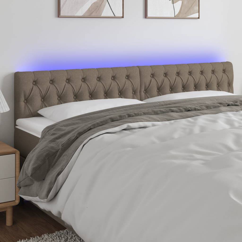 vidaXL LED Kopfteil Taupe 200x7x78/88 cm Stoff
