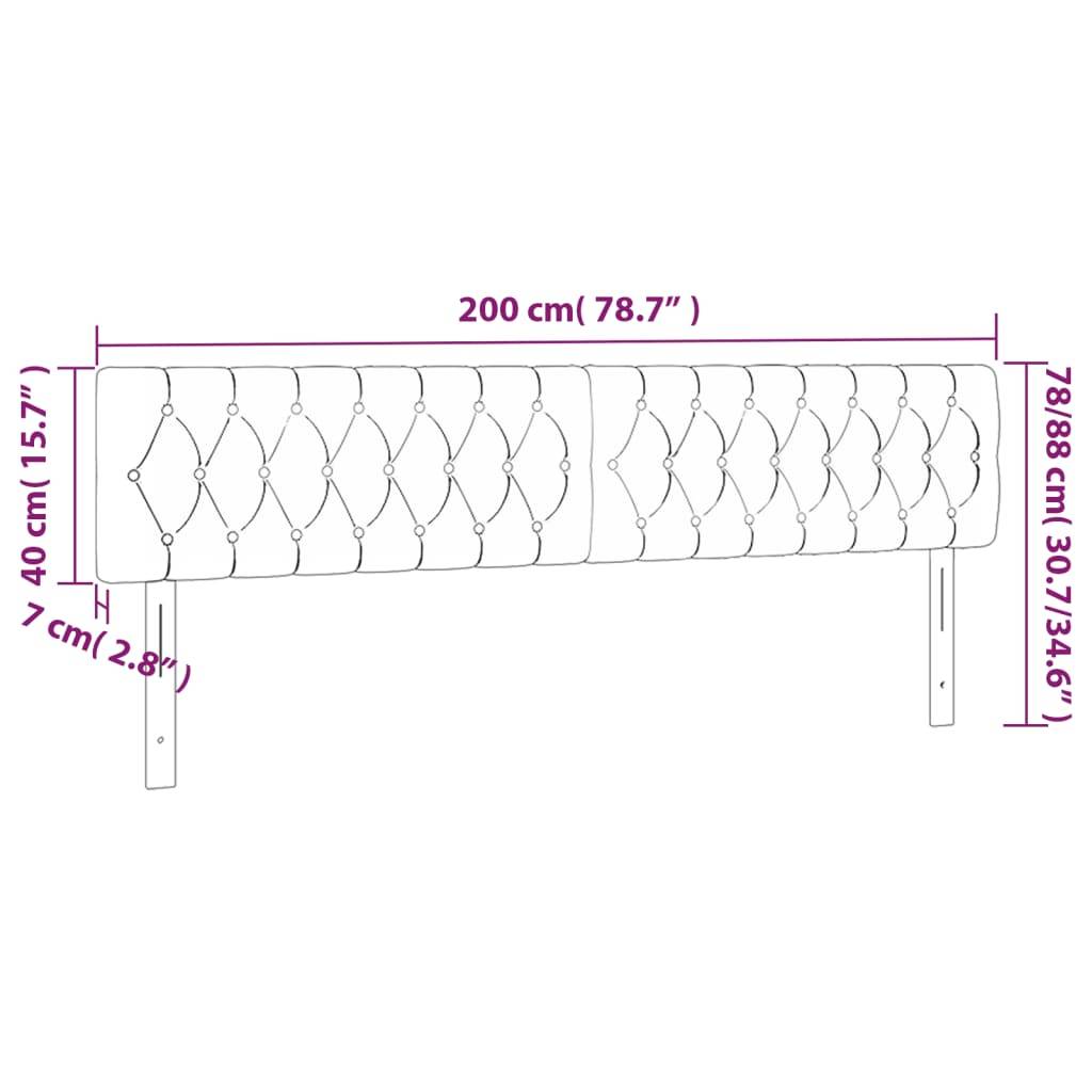 vidaXL LED Kopfteil Taupe 200x7x78/88 cm Stoff