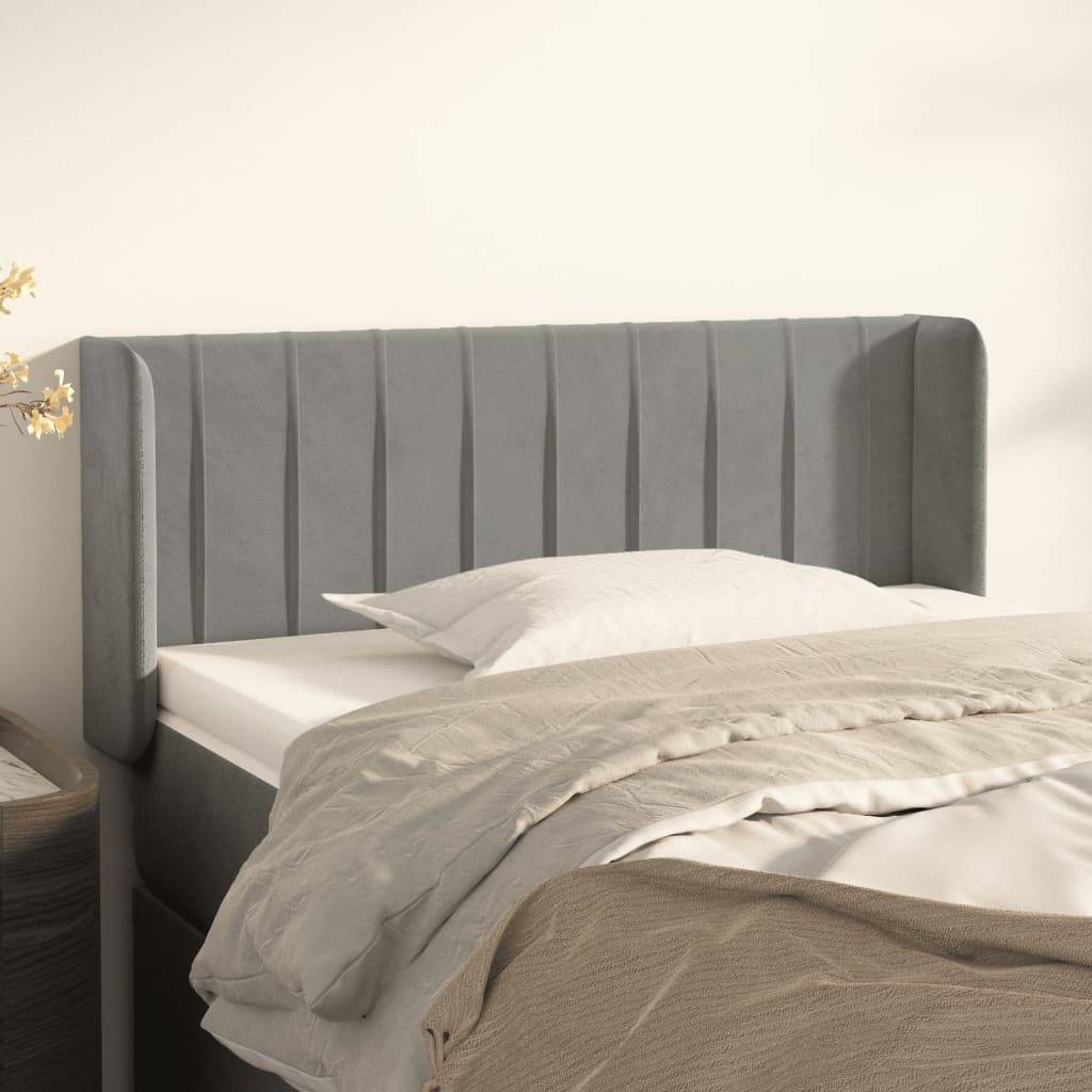 vidaXL Kopfteil mit Ohren Hellgrau 103x16x78/88 cm Samt