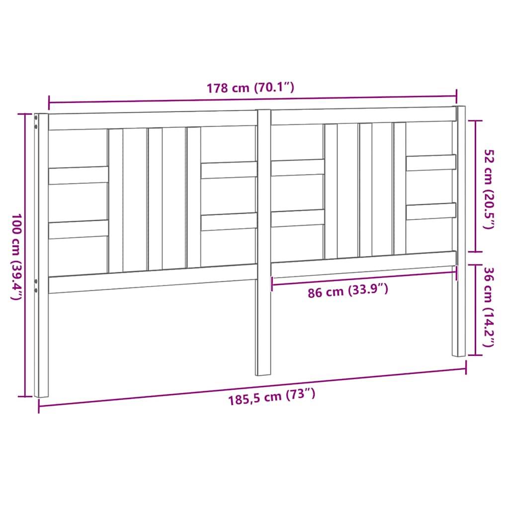 vidaXL Kopfteil Grau 186x4x100 cm Massivholz Kiefer