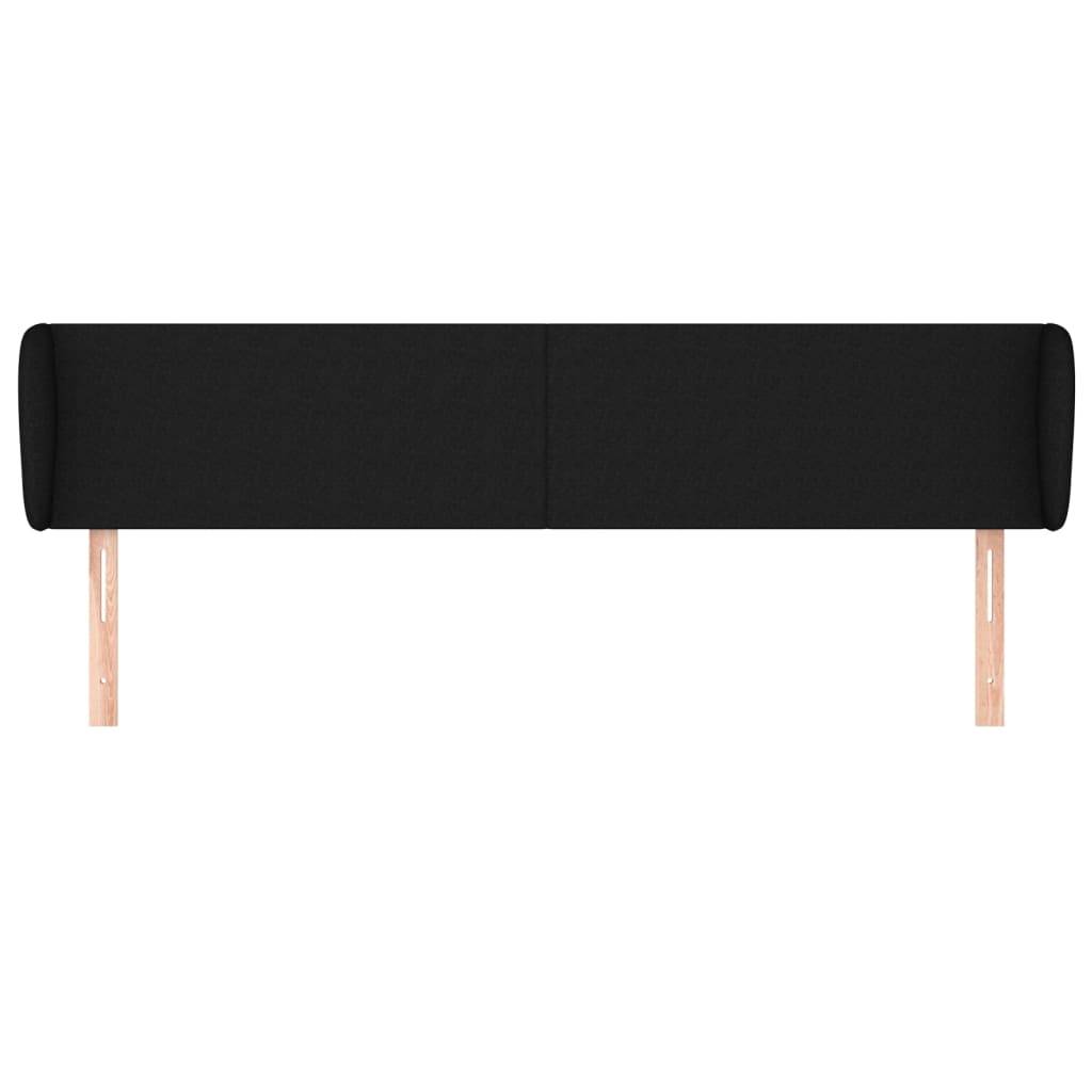 vidaXL Kopfteil mit Ohren Schwarz 203x23x78/88 cm Stoff