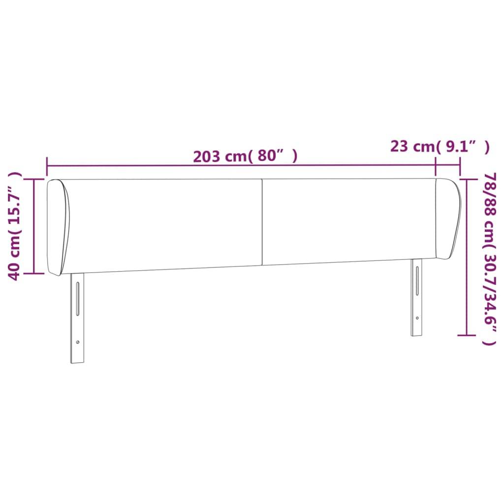 vidaXL Kopfteil mit Ohren Schwarz 203x23x78/88 cm Stoff
