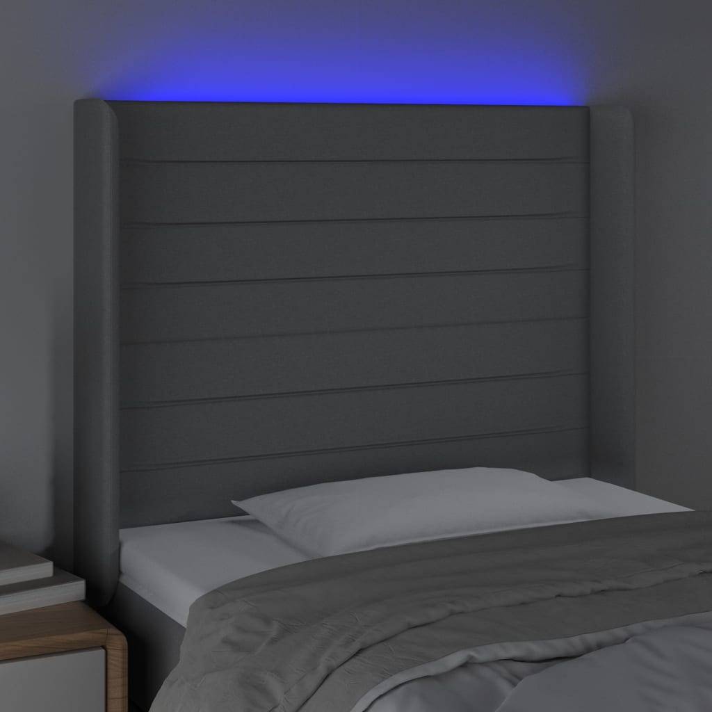 vidaXL LED Kopfteil Hellgrau 103x16x118/128 cm Stoff