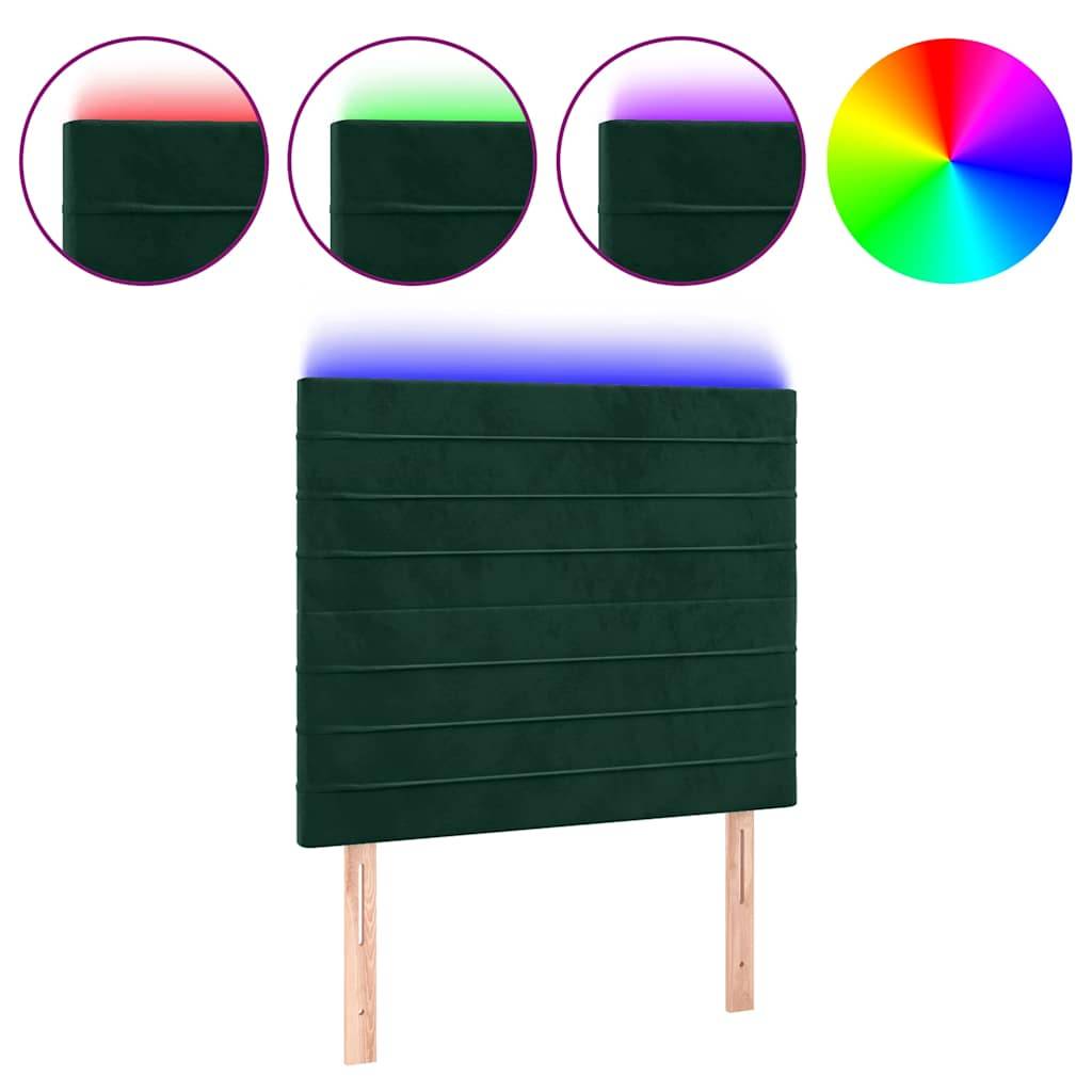 vidaXL LED Kopfteil Dunkelgrün 100x5x118/128 cm Samt
